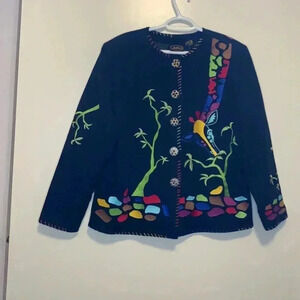 Vintage Allure black jacket with embroidered  giraffe on the back and fro…
